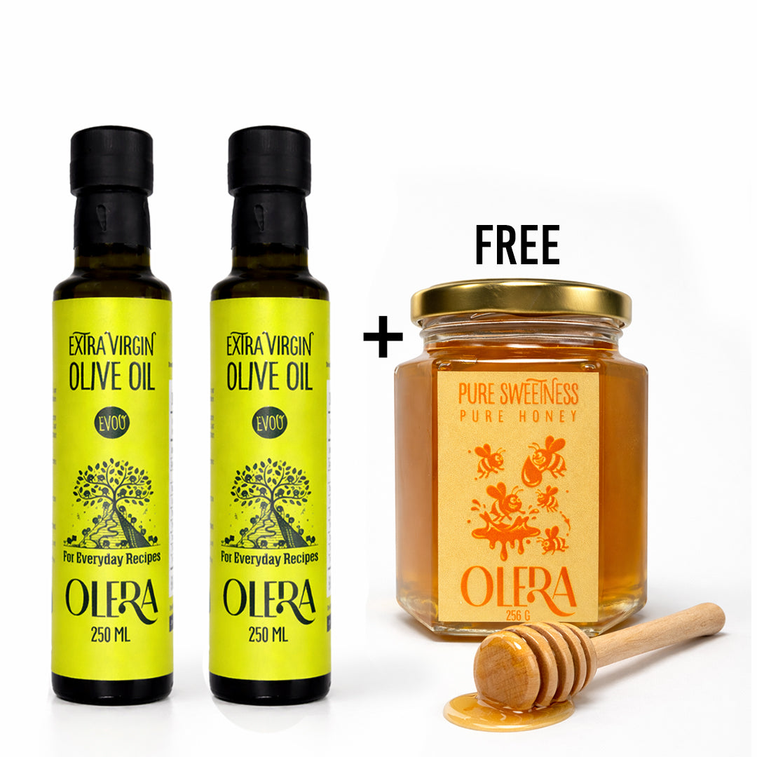 Sweet Harmony Bundle | 2 × 250ML Extra Virgin Olive Oil + FREE 256G Honey